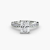 LUMIÈRE Radiant Cut Diamond Band Solitaire Ring Setting in White Gold | SARATTI