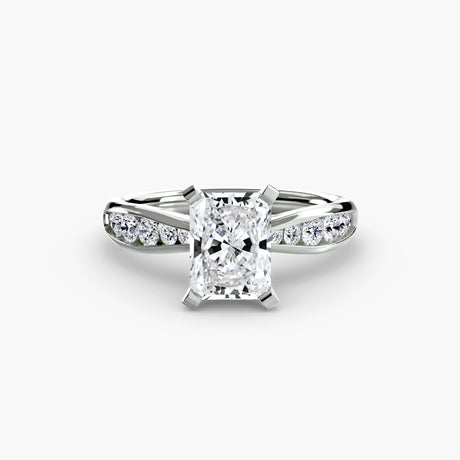 LUMIÈRE Radiant Cut Diamond Band Solitaire Ring Setting in White Gold | SARATTI
