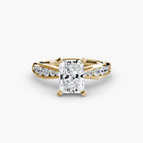 LUMIÈRE Radiant Cut Diamond Band Solitaire Ring Setting in Yellow Gold | SARATTI