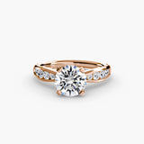LUMIÈRE – Round Cut Diamond Band Solitaire Ring Setting in Rose Gold | SARATTI