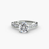 LUMIÈRE – Round Cut Diamond Band Solitaire Ring Setting in White Gold | SARATTI