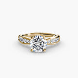 LUMIÈRE – Round Cut Diamond Band Solitaire Ring Setting in Yellow Gold | SARATTI