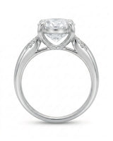 LUNA 1 carat round natural diamond four-prong engagement ring with natural diamond shoulders in 18K white gold, side profile showing open heart gallery | SARATTI