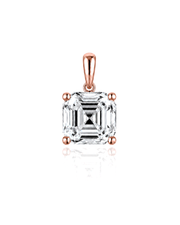 LYRA Asscher Cut four-prong solitaire pendant setting in Rose Gold, front view | SARATTI Fine Jewelry