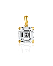 LYRA Asscher Cut four-prong solitaire pendant setting in Yellow Gold, front view | SARATTI Fine Jewelry