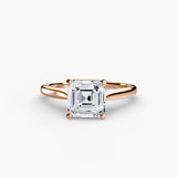 LYRA – Asscher Cut Twisted Shoulder Solitaire Ring Setting in Rose Gold | SARATTI