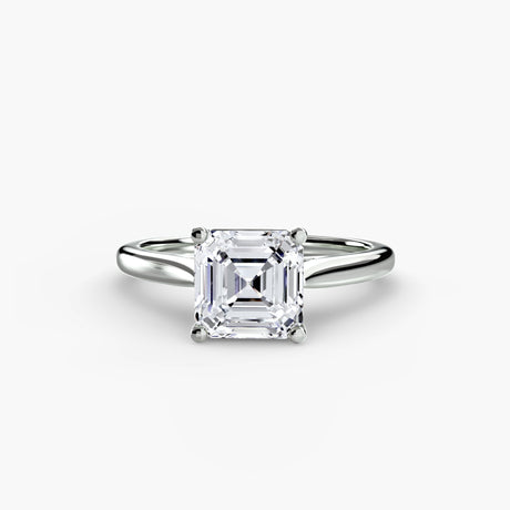 LYRA – Asscher Cut Twisted Shoulder Solitaire Ring Setting in White Gold | SARATTI