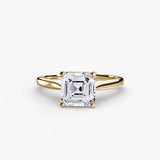 LYRA – Asscher Cut Twisted Shoulder Solitaire Ring Setting in Yellow Gold | SARATTI