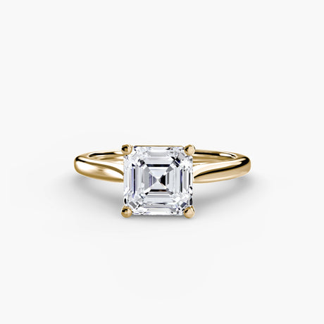 LYRA – Asscher Cut Twisted Shoulder Solitaire Ring Setting in Yellow Gold | SARATTI