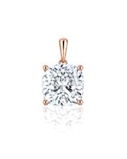 LYRA Cushion Cut four-prong solitaire pendant setting in Rose Gold, front view | SARATTI Fine Jewelry