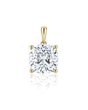 LYRA Cushion Cut four-prong solitaire pendant setting in Yellow Gold, front view | SARATTI Fine Jewelry