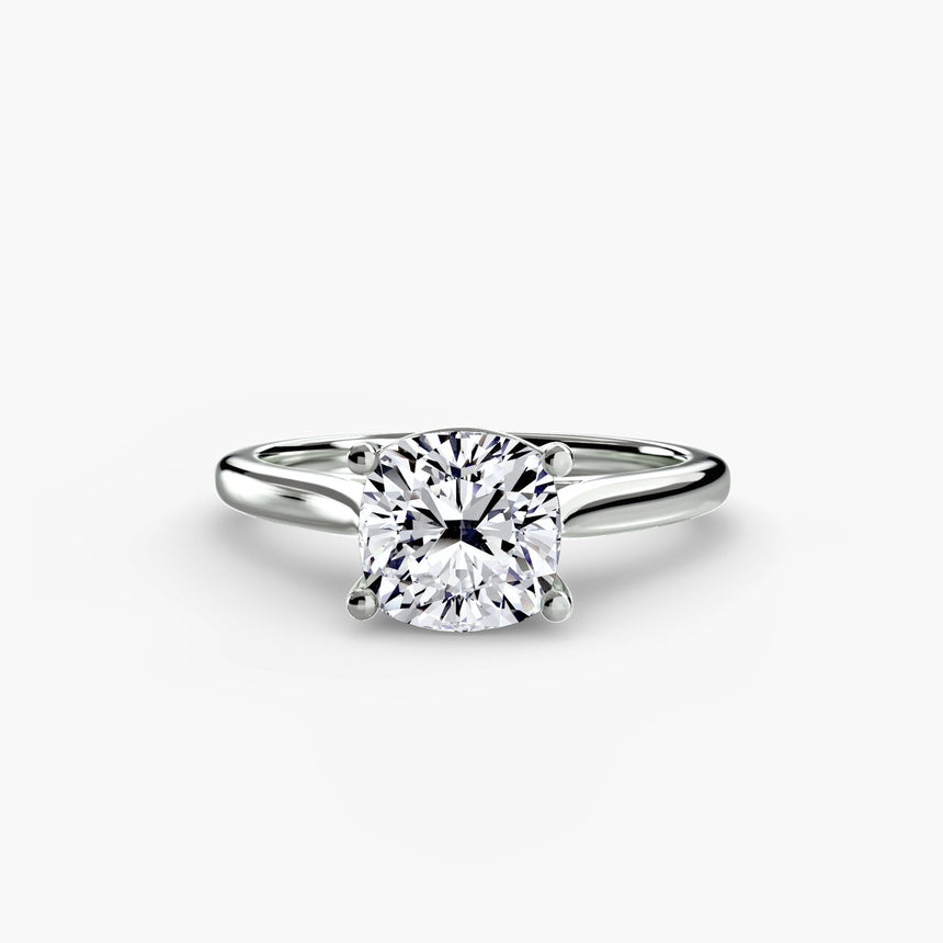 LYRA Cushion Cut twisted shoulder solitaire ring setting in 950 Platinum | SARATTI