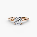 LYRA Cushion Cut twisted shoulder solitaire ring setting in Rose Gold | SARATTI