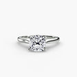 LYRA Cushion Cut twisted shoulder solitaire ring setting in White Gold | SARATTI