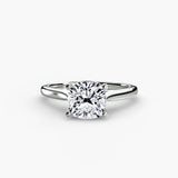 LYRA Cushion Cut twisted shoulder solitaire ring setting in White Gold | SARATTI