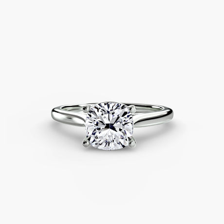 LYRA Cushion Cut twisted shoulder solitaire ring setting in White Gold | SARATTI