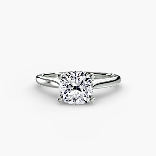 LYRA Cushion Cut twisted shoulder solitaire ring setting in White Gold | SARATTI