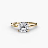 LYRA Cushion Cut twisted shoulder solitaire ring setting in Yellow Gold | SARATTI