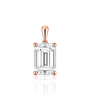 LYRA Emerald Cut four-prong solitaire pendant setting in Rose Gold, front view | SARATTI Fine Jewelry