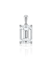 LYRA Emerald Cut four-prong solitaire pendant setting in White Gold, front view | SARATTI Fine Jewelry