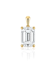 LYRA Emerald Cut four-prong solitaire pendant setting in Yellow Gold, front view | SARATTI Fine Jewelry