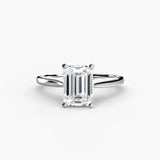 LYRA Emerald Cut twisted shoulder solitaire ring setting in 950 Platinum | SARATTI