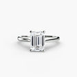 LYRA Emerald Cut twisted shoulder solitaire ring setting in White Gold | SARATTI
