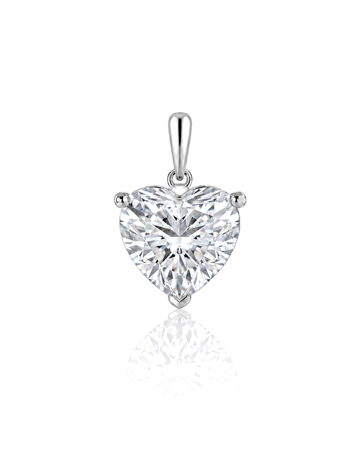 LYRA Heart Cut solitaire pendant setting in White Gold, front view | SARATTI Fine Jewelry