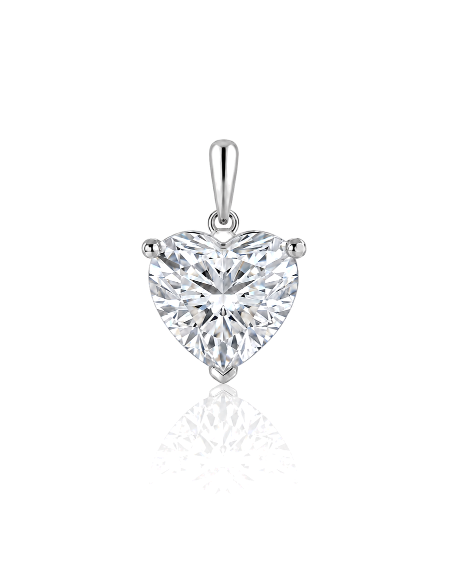 LYRA Heart Cut solitaire pendant setting in White Gold, front view | SARATTI Fine Jewelry