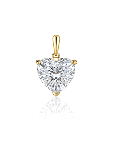 LYRA Heart Cut solitaire pendant setting in Yellow Gold, front view | SARATTI Fine Jewelry