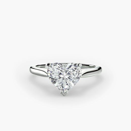 LYRA Heart Cut twisted shoulder solitaire ring setting in White Gold | SARATTI