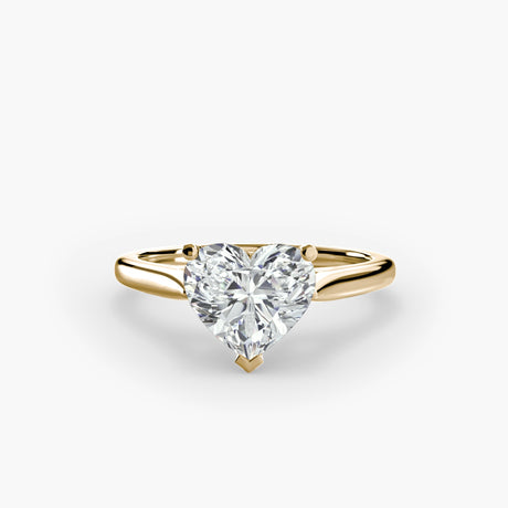 LYRA Heart Cut twisted shoulder solitaire ring setting in Yellow Gold | SARATTI