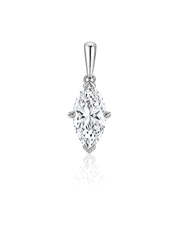 LYRA Marquise Cut solitaire pendant setting in White Gold, front view | SARATTI Fine Jewelry