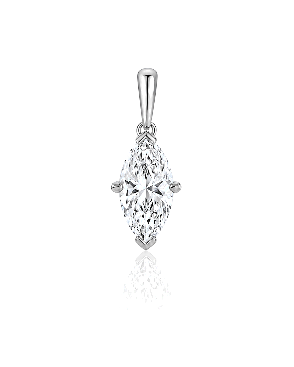 LYRA Marquise Cut solitaire pendant setting in White Gold, front view | SARATTI Fine Jewelry