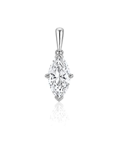 LYRA Marquise Cut solitaire pendant setting in White Gold, front view | SARATTI Fine Jewelry