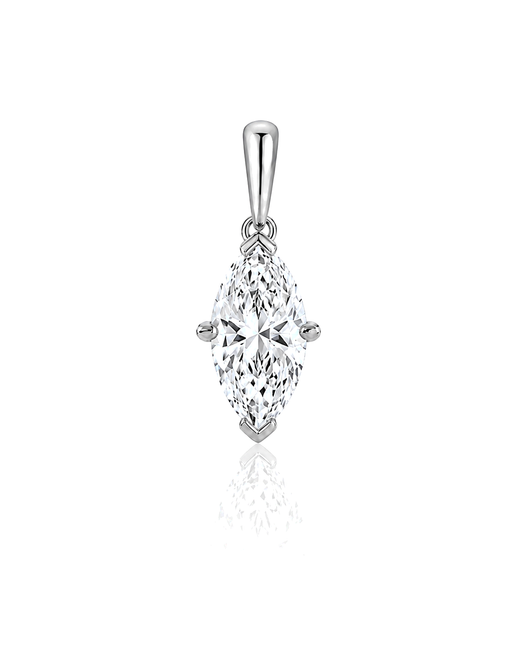 LYRA Marquise Cut solitaire pendant setting in White Gold, front view | SARATTI Fine Jewelry