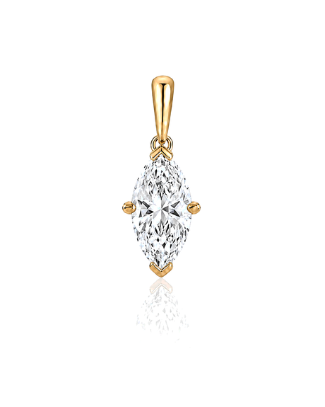 LYRA Marquise Cut solitaire pendant setting in Yellow Gold, front view | SARATTI Fine Jewelry