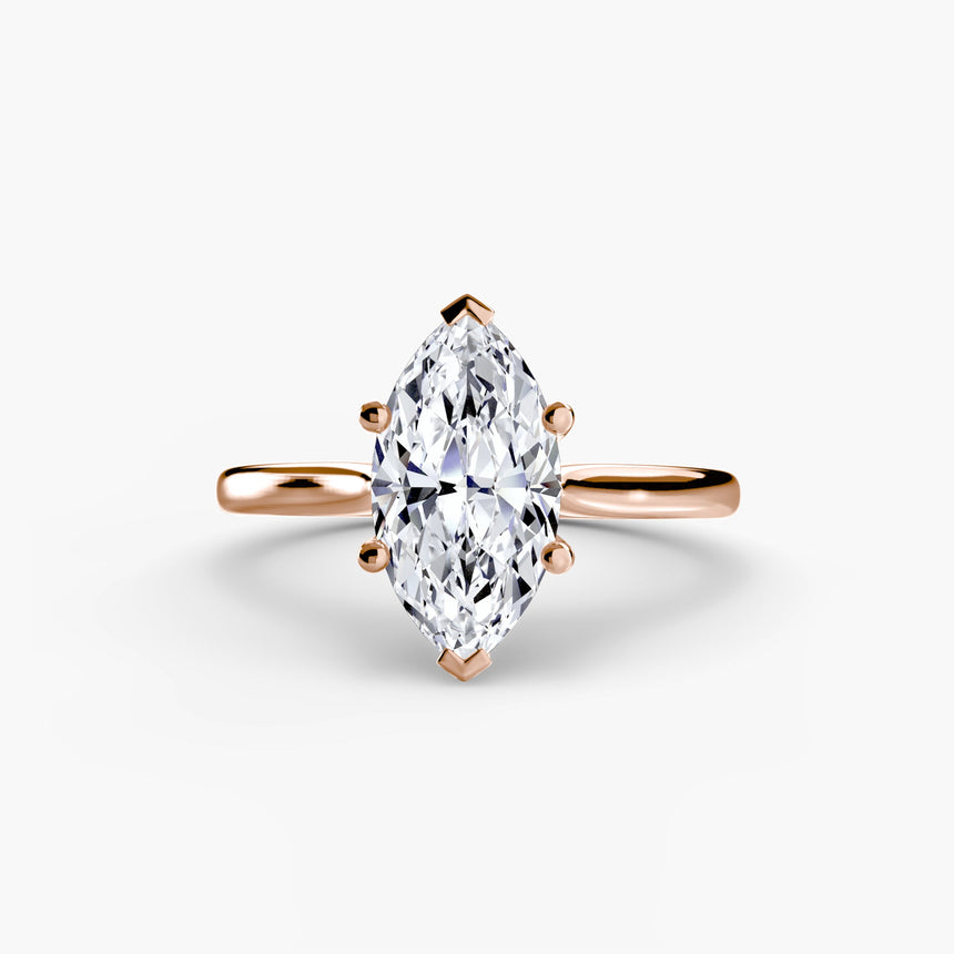 LYRA – Marquise Cut Twisted Shoulder Solitaire Ring Setting in Rose Gold | SARATTI
