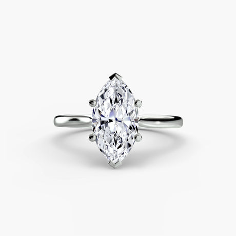 LYRA – Marquise Cut Twisted Shoulder Solitaire Ring Setting in White Gold | SARATTI