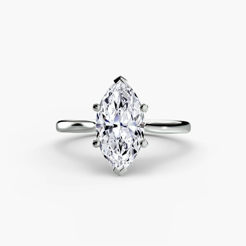 LYRA – Marquise Cut Twisted Shoulder Solitaire Ring Setting in White Gold | SARATTI