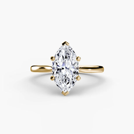 LYRA – Marquise Cut Twisted Shoulder Solitaire Ring Setting in Yellow Gold | SARATTI