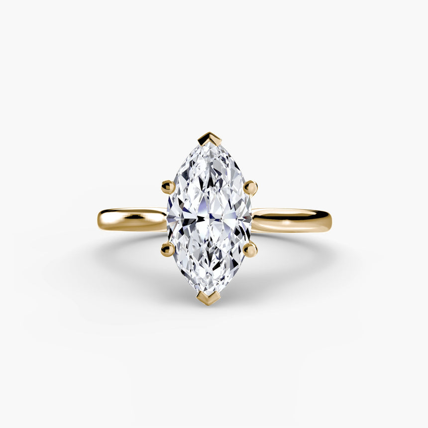 LYRA – Marquise Cut Twisted Shoulder Solitaire Ring Setting in Yellow Gold | SARATTI
