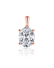 LYRA Oval Cut four-prong solitaire pendant setting in Rose Gold, front view | SARATTI Fine Jewelry
