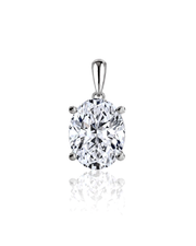 LYRA Oval Cut four-prong solitaire pendant setting in White Gold, front view | SARATTI Fine Jewelry