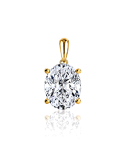 LYRA Oval Cut four-prong solitaire pendant setting in Yellow Gold, front view | SARATTI Fine Jewelry
