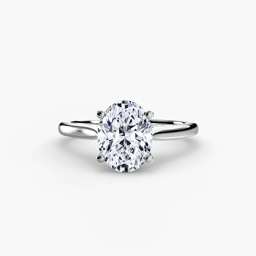 LYRA Oval Cut twisted shoulder solitaire ring setting in 950 Platinum | SARATTI