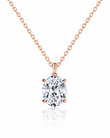 LYRA Oval Cut four-prong solitaire necklace setting in Rose Gold with 42 cm cable chain, front view | SARATTI Fine Jewelry