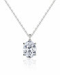 LYRA Oval Cut four-prong solitaire necklace setting in polished white metal with 42 cm cable chain, front view | SARATTI Fine Jewelry