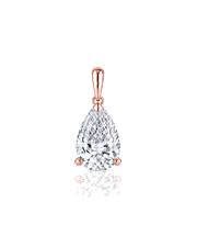 LYRA Pear Cut three-prong solitaire pendant setting in Rose Gold, front view | SARATTI Fine Jewelry