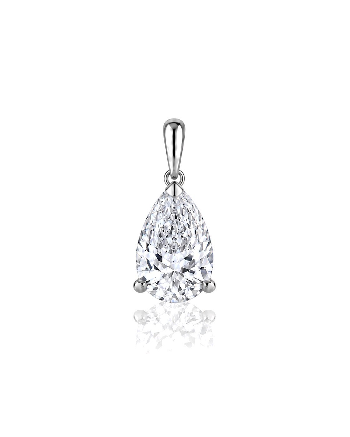 LYRA Pear Cut three-prong solitaire pendant setting in White Gold, front view | SARATTI Fine Jewelry